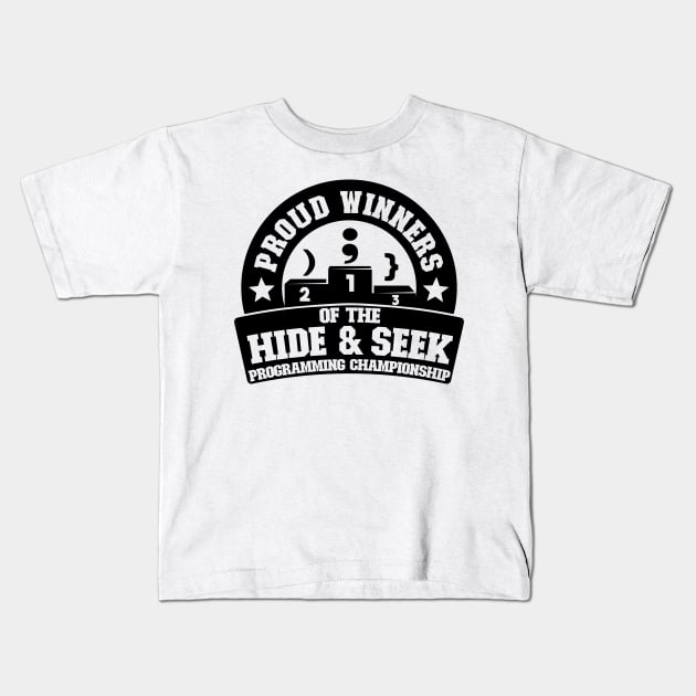 Winners Hide & Seek Programming Championship Gift Kids T-Shirt by Kuehni